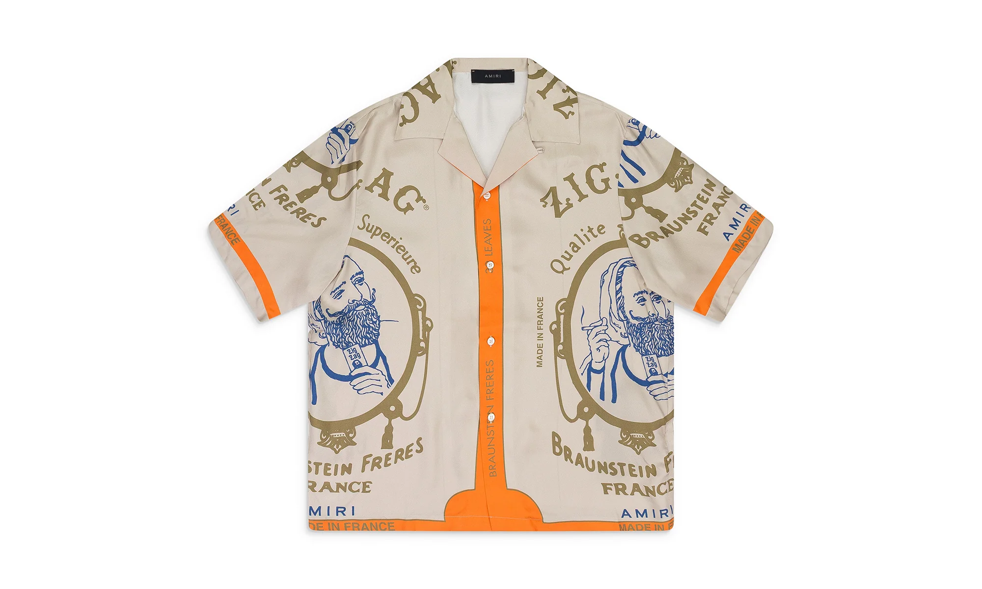 Zig Zag Rolling Paper Button-Down Shirt "Beige" SS22MSS012_ALABASTER